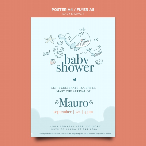 婴儿淋浴庆祝海报