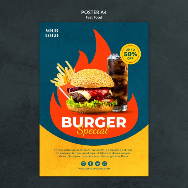 超级汉堡美食海报