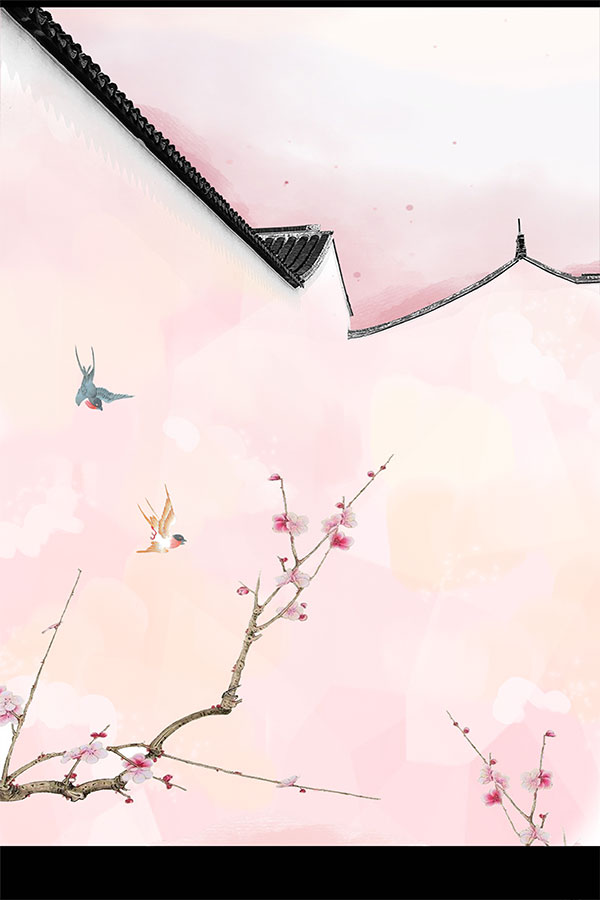 彩绘梅花院墙背景