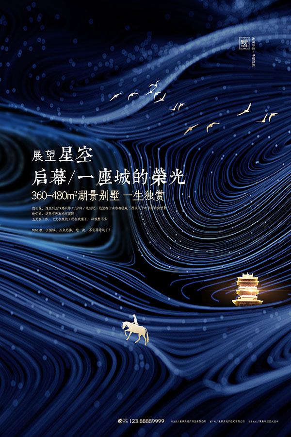 湖景别墅房地产海报