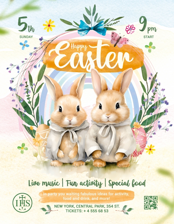 复活节卡通兔子海报