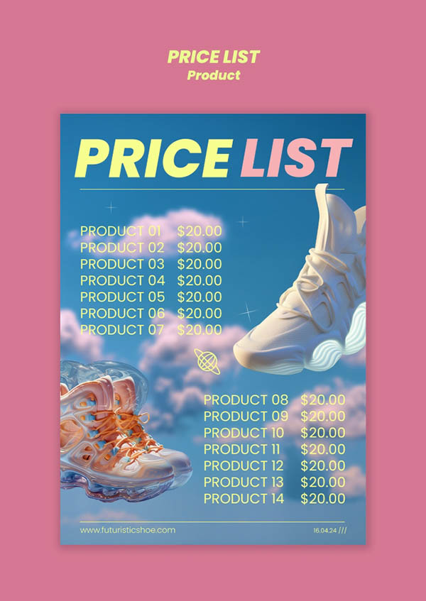 鞋类产品价格表