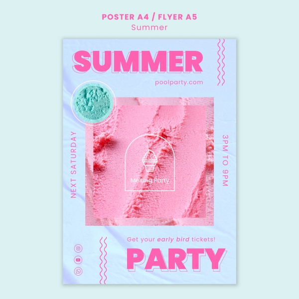 夏日粉色派对海报