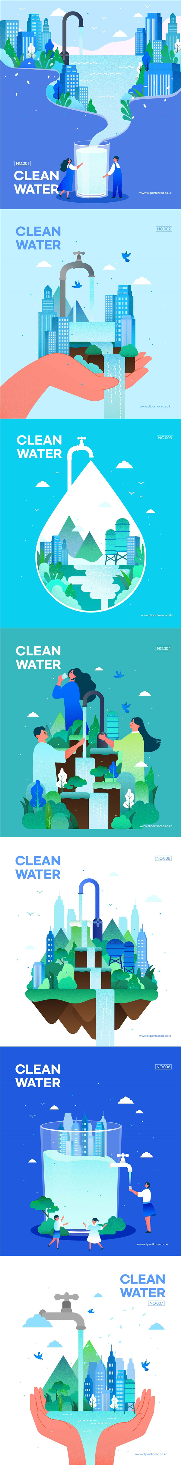 保护水资源插画