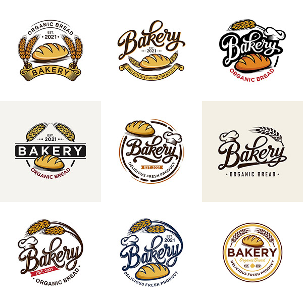 复古风格烘焙店铺标志设计矢量素材,标志设计,logo设计,面包,烘焙