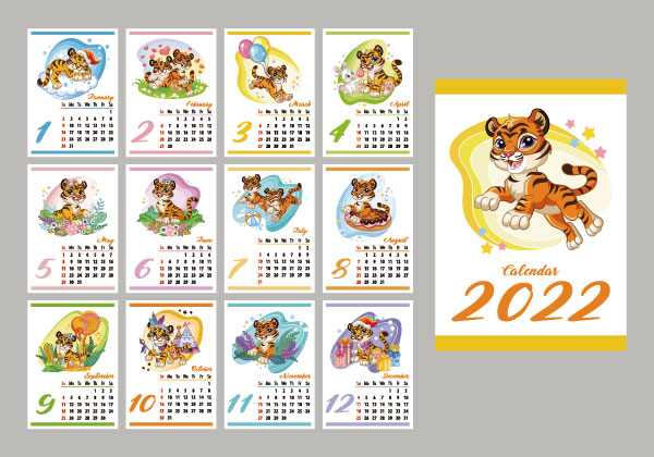 可爱小老虎2022年日历
