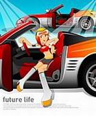 未来生活-开车的女孩