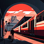 火车站矢量风景插画