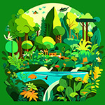绿色花园风景插图