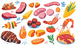 烧烤派对食物插画