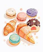 法式糕点水彩风插图