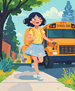 開學季女孩上學插圖