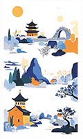 现代水墨中国地标