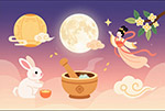 嫦娥奔月玉兔插畫