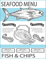 手绘海鲜水产菜单