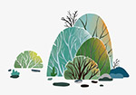 绿色圆形植物插画