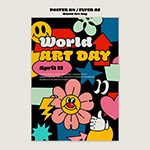 世界艺术日花卉海报