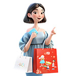  A woman with a shopping bag