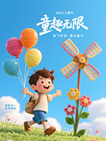 衍纸儿童节手机海报
