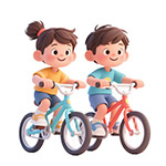 3D骑自行车的孩子