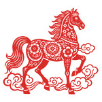 紅色剪紙駿馬