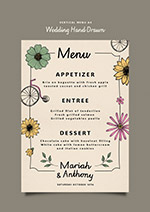 手绘花卉婚礼菜单设计