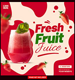 草莓果汁飲品方形海報