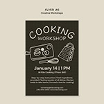 美食工坊手绘风格传单