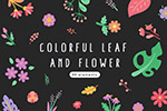 彩色叶和花矢量插图