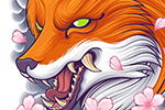 日本风格狐狸纹身图案